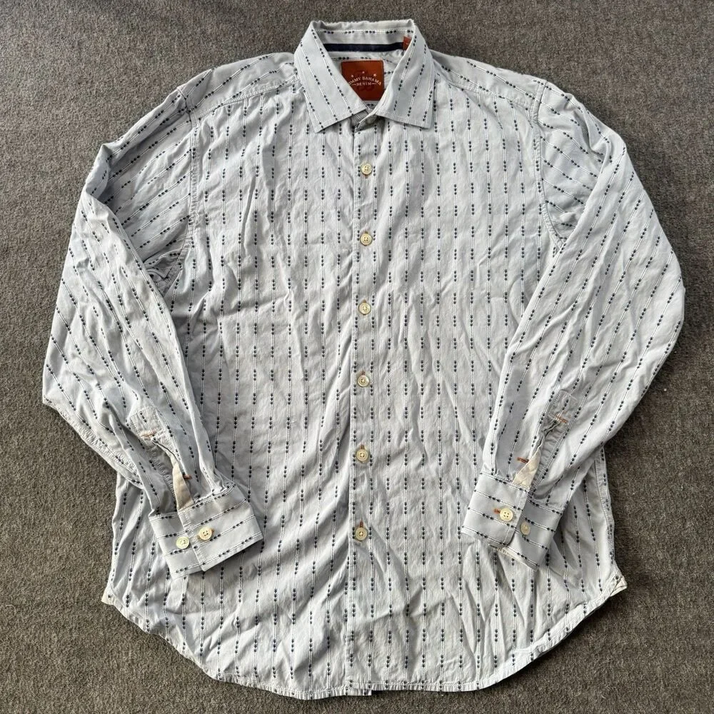 Tommy Bahama Denim Long Sleeve Shirt Mens M Blue Button Down Textured AOP EUC - Picture 2 of 7
